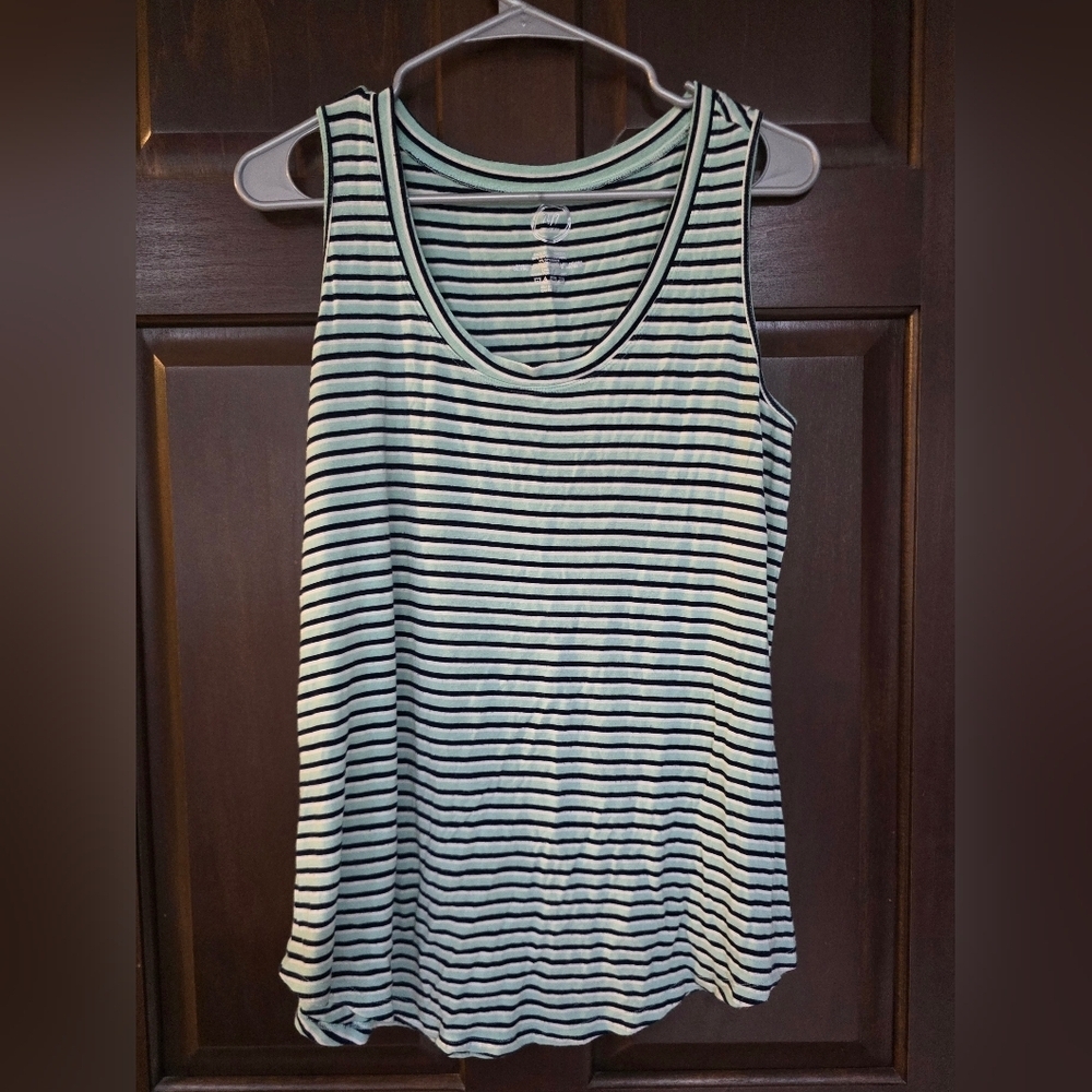 Maurices 24/7 Striped Tank Mint Green Size L
